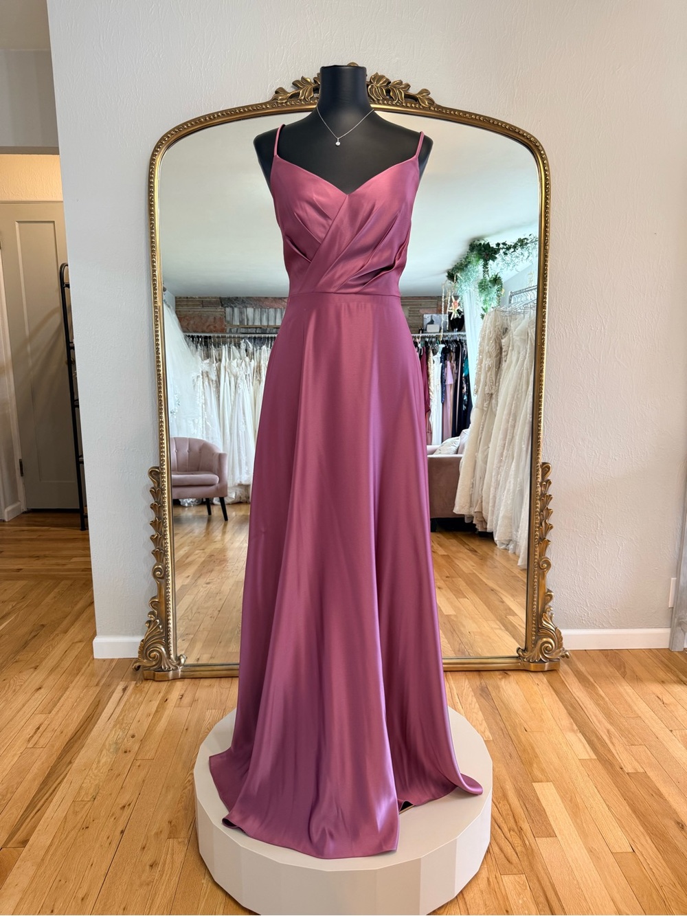 SORELLA VITA Dusty Rose Satin Spaghetti-Strap Maxi Dress